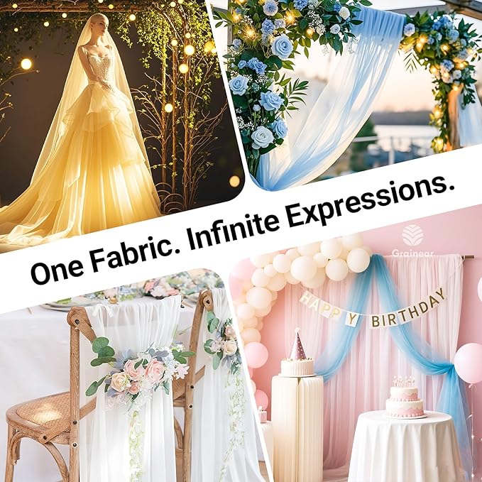 Plum Organza Fabric – 44" x 5 Yards Wide Sheer Tulle for Wedding Arch Draping, Gowns, Table Runners, Party Decor, Curtains & DIY Crafts – Translucent Fabric for Elegant Projects