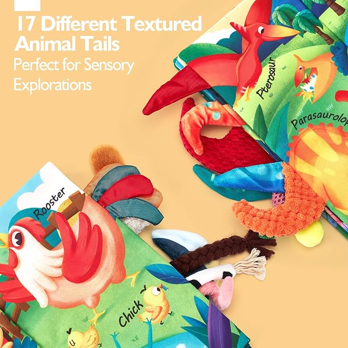 hahaland Baby Books 2PCS - Baby Toys 0-6 Months - Touch & Feel Tummy Time Sensory Soft Books for Babies 0-12 Months, Stroller Travel Toys