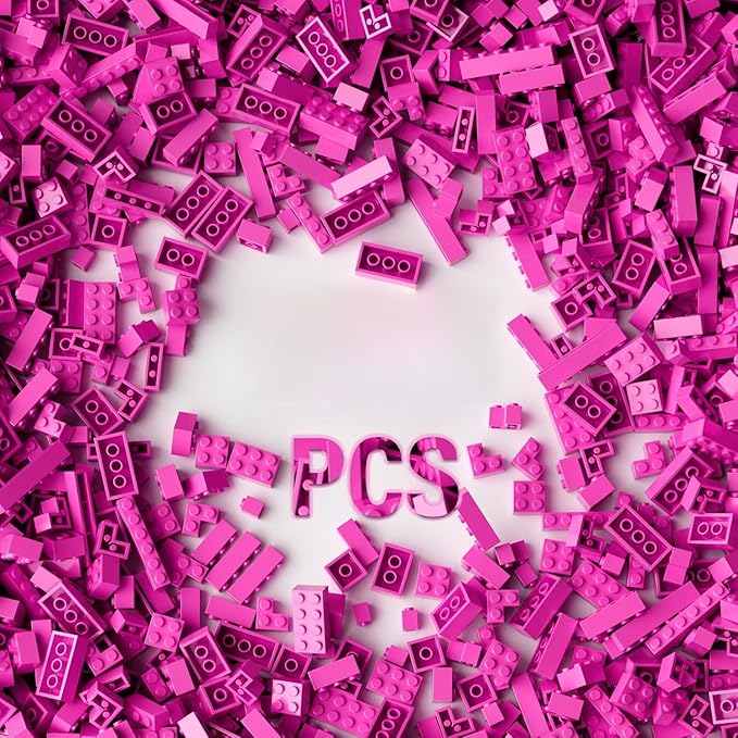 300 Piece Pink Bricks Bulk Assortment Pack, Pink Brick Accessories for Building with 12 Size, Compatible with Lego Parts and Pieces(Color: Pink)
