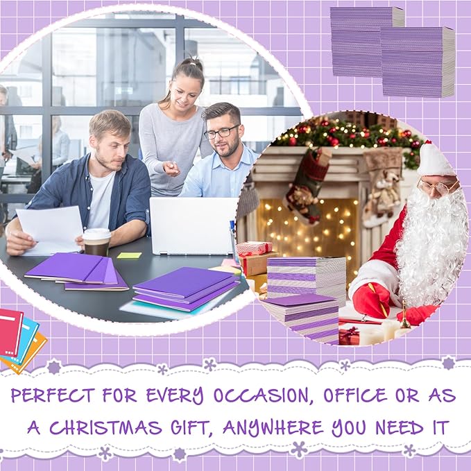 Handepo 100 Pack Composition Notebooks A5/A6 Ruled Lined Composition Kraft Notebooks Bulk Soft Cover Journals Travel Diary Memo for Students Classroom Office Supplies(A5,Purple)