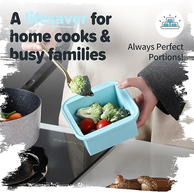 2-Cup Silicone Freezer Trays with Lids – Perfect for Meal Prep, Portion Control, and Easy Freezing-Meal Prep Container Molds for Soup,Leftovers (Aqua, 2 Pack)