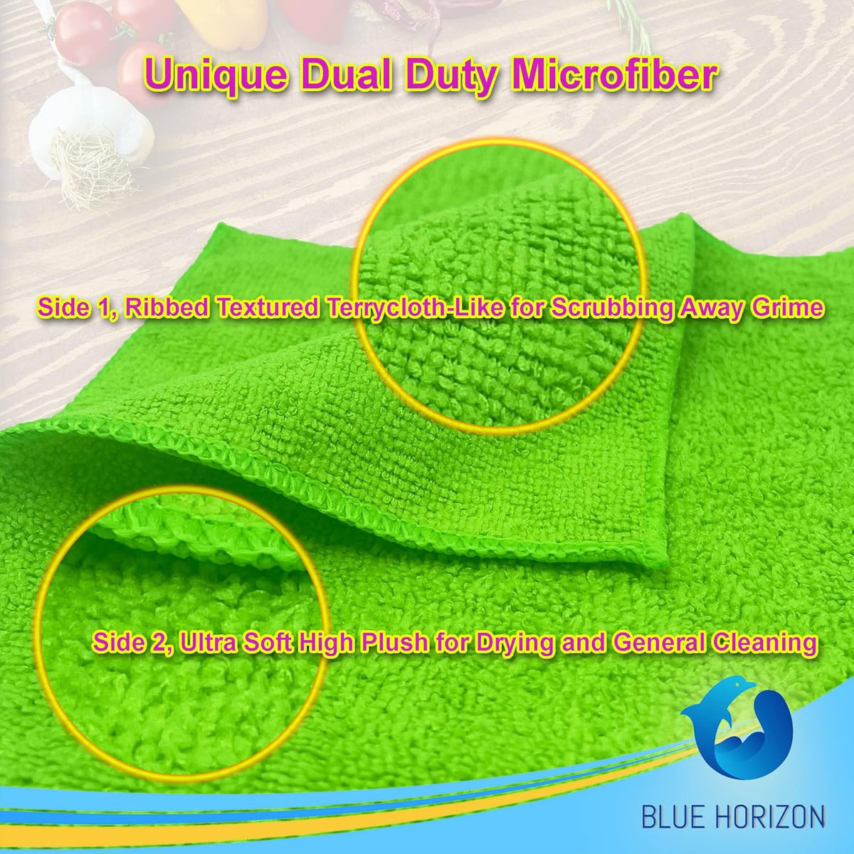 Blue Horizon Microfiber Cleaning Towels, 36-Pack, Ultra Soft Plush Washcloth, Professional Grade Premium Microfiber Detailing Cleaning Cloths, Car, Household and Commercial (Yellow, 16" x 16")