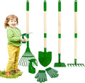 Duckura Kids Gardening Tools Set - 7pcs Garden Tool for Kids with Shovel, Rake, Hoe, Leaf Rake, Outdoor Summer Yard Lawn Digging Weed Toys, Christmas Birthday Gifts for Boys Girls Age 3 4 5 Years Old