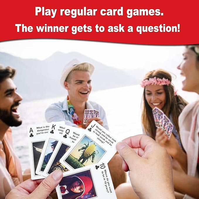 THINK2MASTER Family Conversations & Story Starter Playing Cards - Fairytale Edition 54 Cards with Fun Family Friendly Questions & Images. Play Games, Start Conversation & Storyteller - Family Game