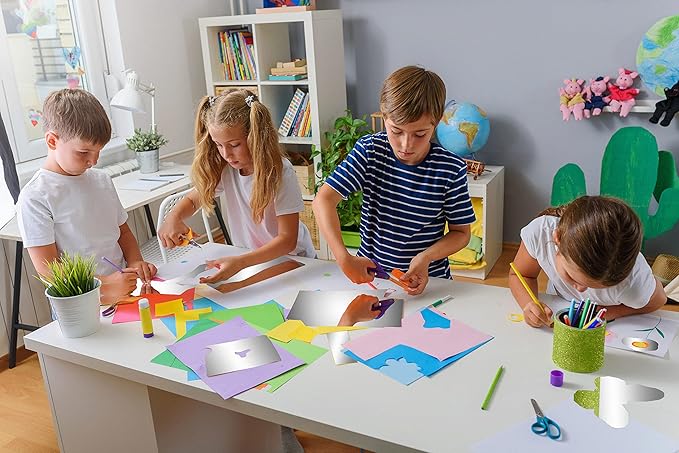 Adhesive Mirror Sheet 6 x 9 Inches Flexible Mirrors Sheets (4 pack) | Non-Glass Self Adhesive Stick on Mirror Tiles | Cut Mirror Paper to Size, Peel and Stick, Great for Crafts and Mirror Wall