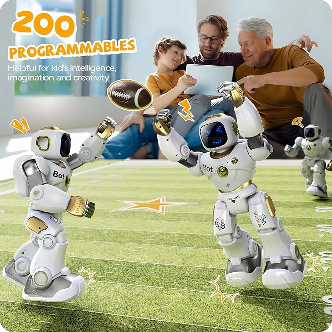 Ruko 1088 Smart Robot for Kids, Large Programmable Interactive STEM RC Robot, Voice Control and App Control, Gifts for Boys and Girls 4 5 6 7 8 9, Gold