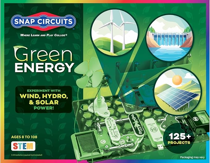 Snap Circuits Green Energy Electronics Exploration Kit | Over 125 Exciting STEM Projects | Full Color Project Manual | 45+ Snap Circuits Parts | STEM Educational Toys for Kids 8+