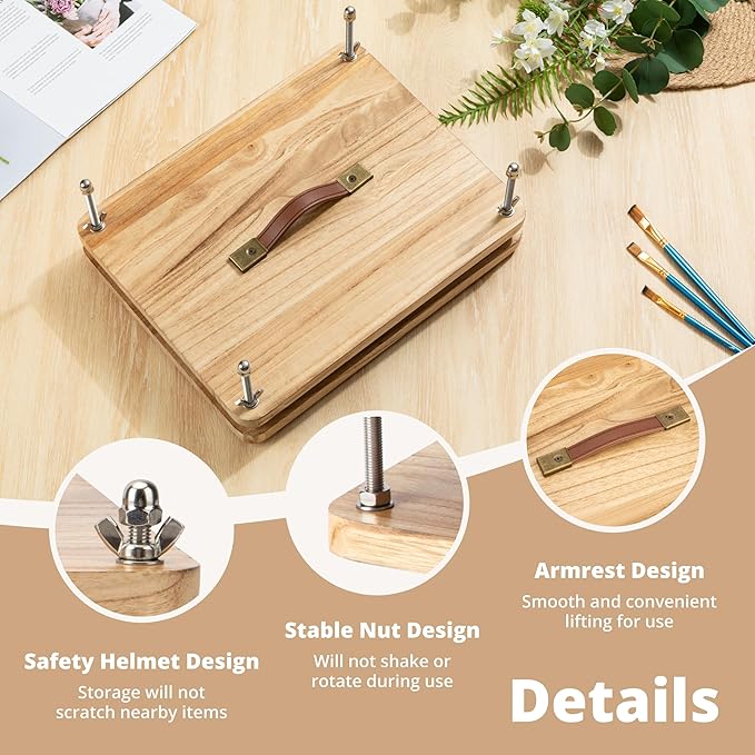 50 Pcs Book Binding Kits, 15"x11.4" Inch Wooden Book Press，Books Binding Materials, with Bone Folder, Awl, Needles for DIY Bookbinding, BookRepair, Handmade Crafts