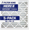 Filter King 18x18x2 Air Filter | 5-PACK | MERV 8 HVAC Pleated A/C Furnace Filters | MADE IN USA | Actual Size: 17.5 x 17.5 x 1.75"