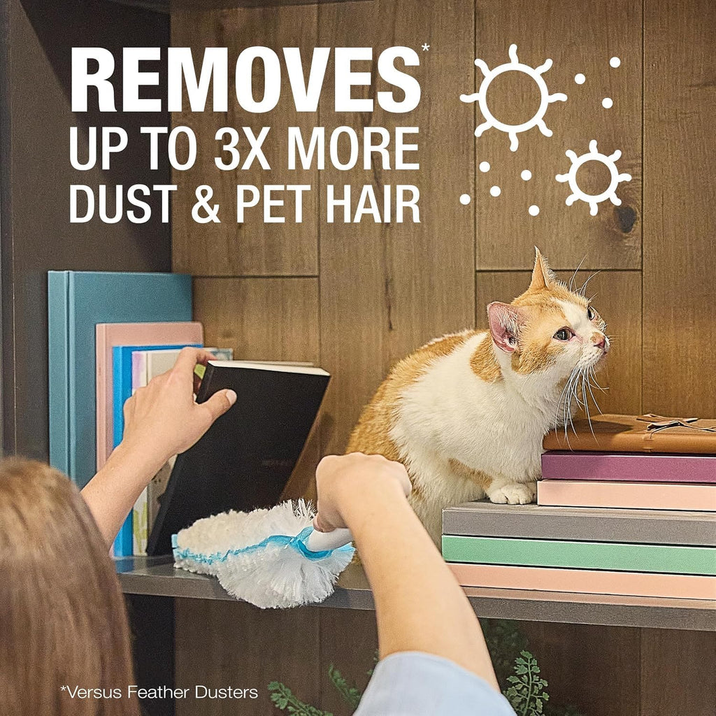 Bona High Performance Dusting System - 1 Compact Handle, 5 Disposable Dusters, & 1 Reusable Duster - Compact Dusting Kit Removes Dust & Pet Hair