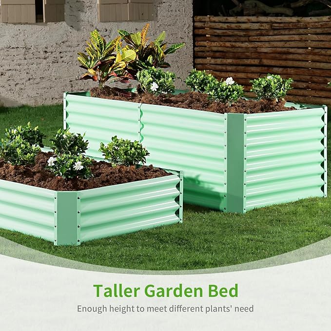 Land Guard 6×3×2ft Galvanized Raised Garden Bed, Planter Boxes Outdoor, Raised Garden Beds Outdoor for Vegetables, Flowers, Herbs, 269 Gallons, Lime Green…