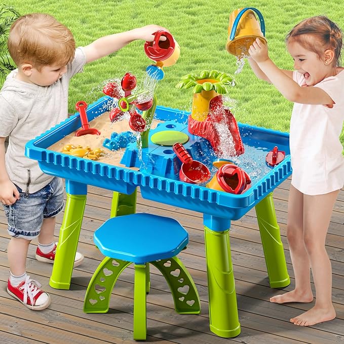 Kids Sand and Water Table Toys for Toddlers 3-8 Years Old, Sensory Play Table for Kids Age 3-5, Summer Outdoor Beach Toy for Boys and Girls 3-7, Birthday Gifts