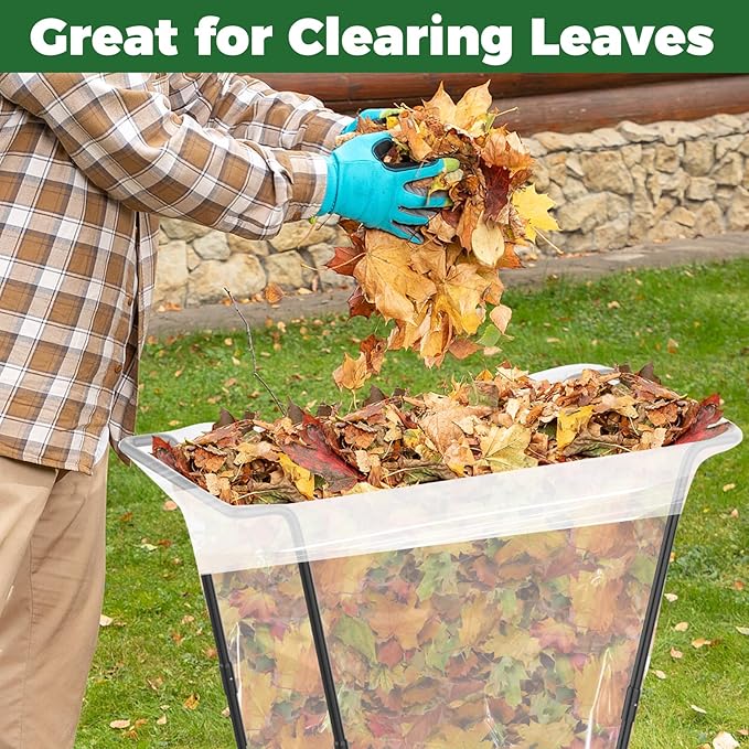 2PCS Outdoor Trash Bag Holder Metal Garden Trash Bag Holder for Yard Waste Stand Holds 30-45 Gallons Leaf Bag Holder with 4 Clips for Leaves Camping Lawn Party Weeding Yard Gardening（2pcs+8clips）