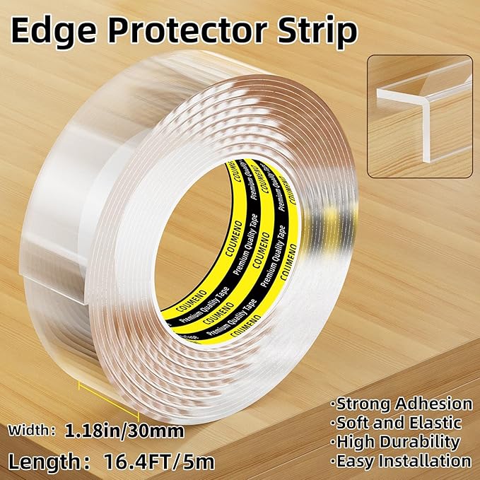 Clear Edge Protector,Safe Corner Protector, Anti-Sharp Edge Protector, for Furniture, Drawers, Tables, Cabinets 1.18inX16.4FT