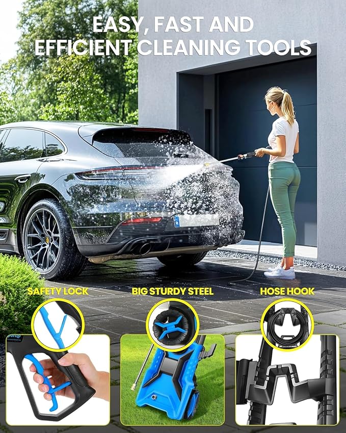 5000PSI Pressure Cleaner 4.0 GPM Adjustable Pressure,4.0 GPM Power Cleaner with Foam Cannon,4 Nozzles,33FT Hose and 500ml Soap Bottle for Home/Cars/Driveways/Patios/Fences