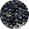 Assorted Glass Resin Beads Multi Size Colors Smooth Cracked Gravel Millet Spacer Beads for Bracelets Necklace Earring DIY Jewelry Making Craft(Black Series)
