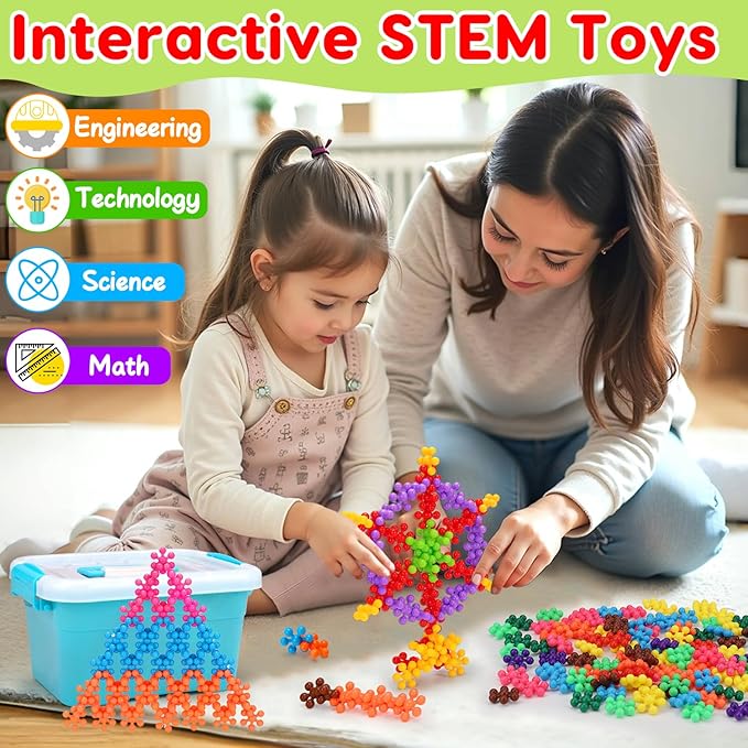 Kids Building STEM Toys for 3 4 5 6+ Year Old Boy Girl Birthday Gift, 300PCS Educational Interlocking Discs Building Blocks for Kids Ages 3-5 4-8 5-7 Preschool Classroom Manipulatives Creative Games