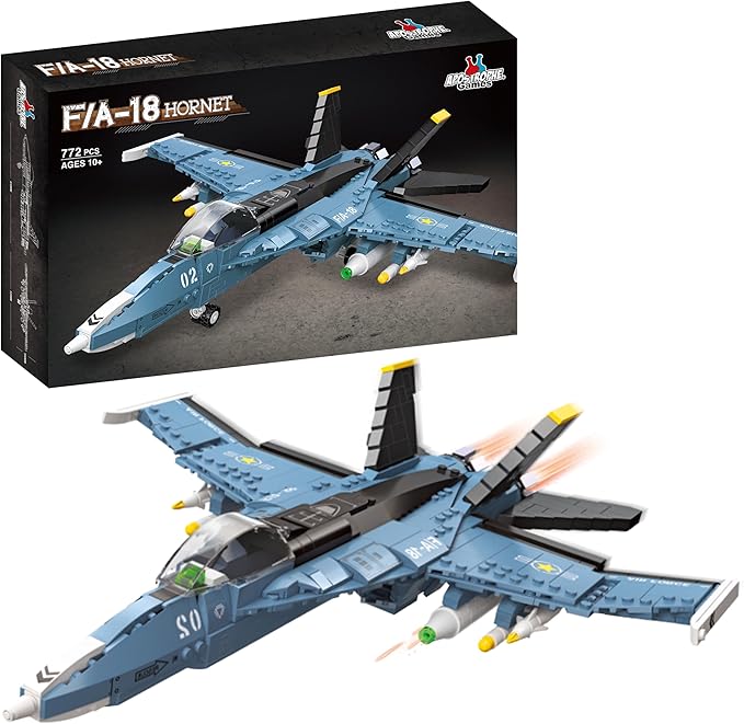 Apostrophe Games F/A-18 Hornet Fighter Jet Building Block Set - 772 Pcs - F-18 Air Force Jet Building Block Plane Toy for Kids Older Than 10 and Adults – Compatible with All Building Bricks