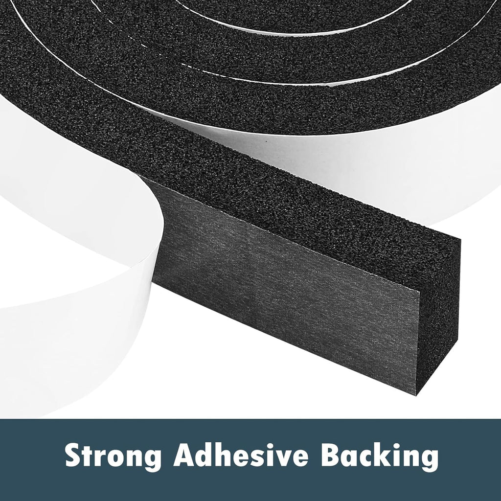 YIJUHOU Weather Stripping Door Seal Window Air Conditoner Insulation Foam Seal Tape Black Open Cell Door Seal Strip (2IN*1IN*6.5FT)