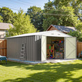 Patiowell 10 x 12 FT Metal Storage Shed for Outdoor, Steel Yard Shed with Design of Lockable Doors, Utility and Tool Storage for Garden, Backyard, Patio, Outside use, Gray