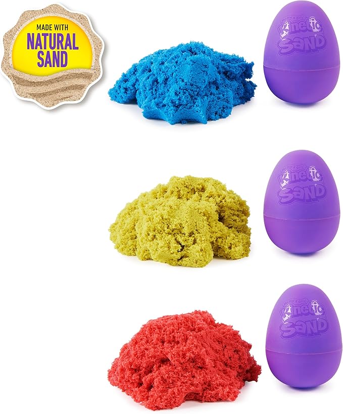 Kinetic Sand, 20-Pack Eggs with 3.3lbs Red, Yellow & Blue Play Sand for Egg Hunts, Party Favors & Goodie Bags, Sensory Toys for Kids Ages 3 and up