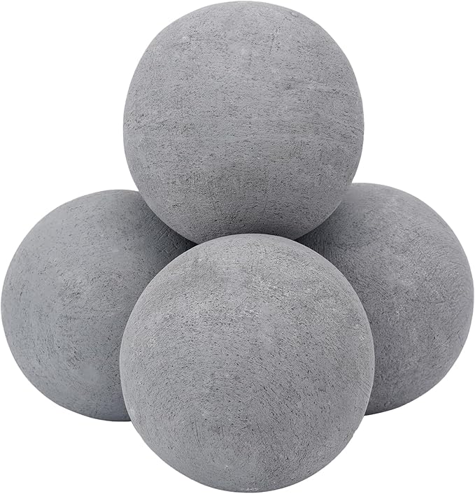 Skyflame 6-inch Ceramic Balls, 4 Pack Gray Round Fire Stones for Natural/Propane Indoor/Outdoor Fire Pits/Fireplaces/Fire Bowls Accessory