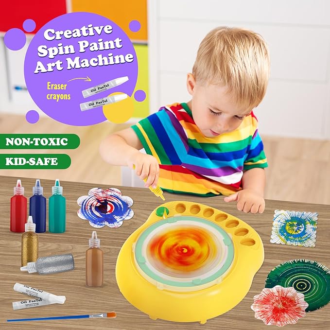 Arts and Crafts for Kids Ages 4-8,Paint Spin Art Machine Kit,Art Craft Set for 6-9 Year Old,Cool Painting Spinner Toys Kits Set,Art Supplies Birthday Gifts for Boy Girl Ages 6 7 8 9 10 11 12 Green