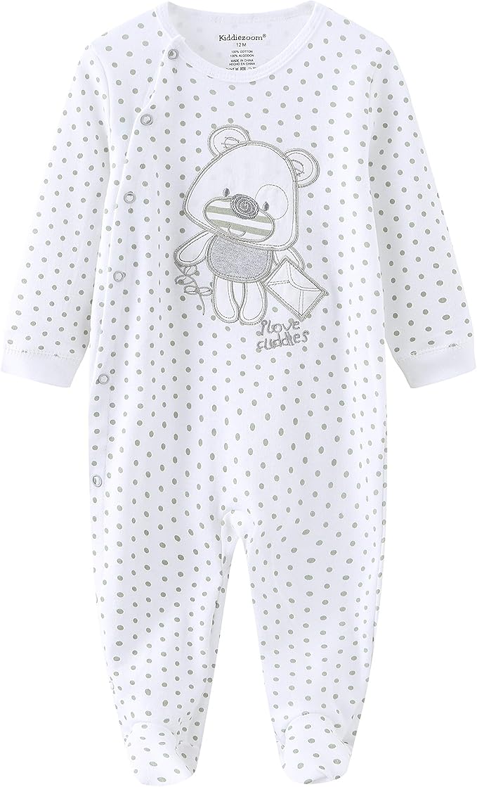 Kiddiezoom Baby and Toddler Boys'Snug Fit Footed One-Piece Romper Jumpsuit Cotton Cotton Footed Outfit