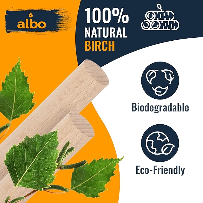 ALBO 1" x 36" Wooden Dowel Rods Set - 2 Pack Birch Natural Long Hardwood Craft Sticks Railings Supports Garden Structures Sanded Smooth Versatile Woodworking Furniture Decor DIY Projects