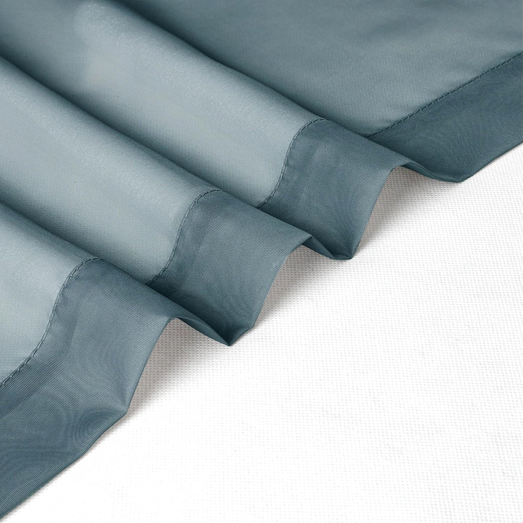 Chyhomenyc Stone Blue Sheer Curtains 30 inch Length 2 Panels, Light Filtering Voile Rod Pocket Short Window Curtians for Bathroom Living Room Farmhouse Small Windows, 42Wx30L inches