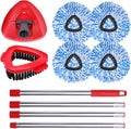 4 Packs Spin Mop Replacement Heads Compatible with Oceda RinseClean 2-Tank System, 30-58" Mop Handle,Mop Scrub Brush and Base Combo Set,Mopping Refills Easy to Replace and Cleaning
