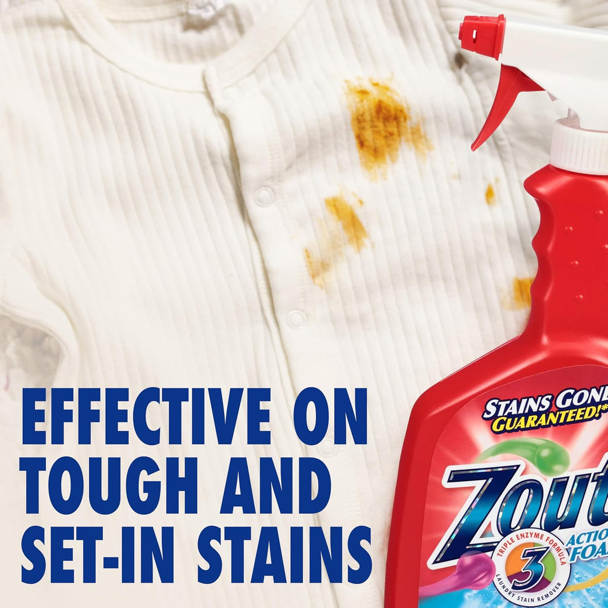 Zout Laundry Stain Remover Spray, Triple Enzyme Formula, 22 Ounce Bottles, 2-Pack