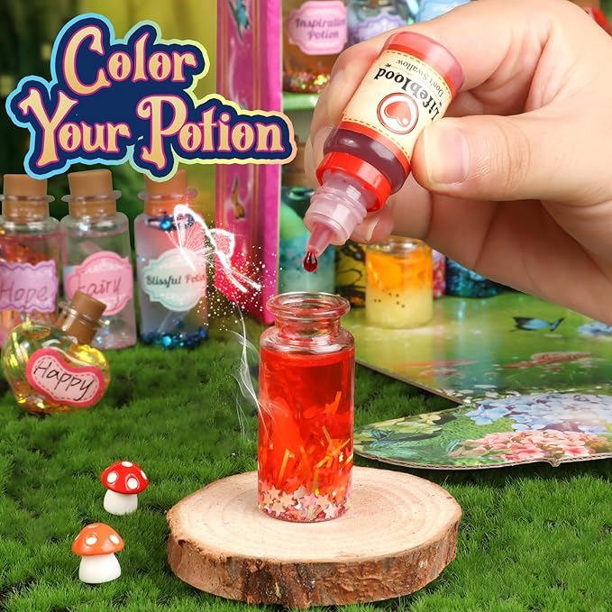 wookidel Fairy Magic Craft Kit for Kids with 20PCS Potion Bottles - Fairy Magical Potions Making Craft Kit - Gift for Christmas, Birthday, Creative Art Craft Kit for Girls Boys 6 7 8 9 10 Year Old