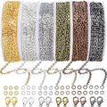 Jishi Chains Jewelry Making Supplies, 60ft Cable Link Chains for Making Jewelry Necklace Earring Bracelet Findings DIY Craft Kit for Adults, 6-Color 2mm Gold Silver Copper Plated Metal Link Rolls Bulk
