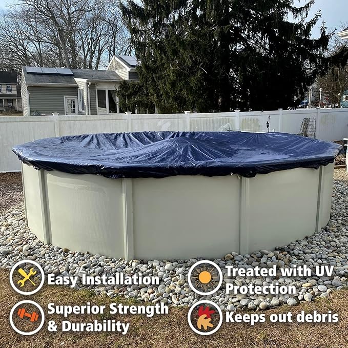 21’ ft. Premium Round Pool Winter Cover for Above Ground Pools – 10-Year Warranty, Cold and UV Resistant, Weatherproof and Durable, Winch & Cable Included