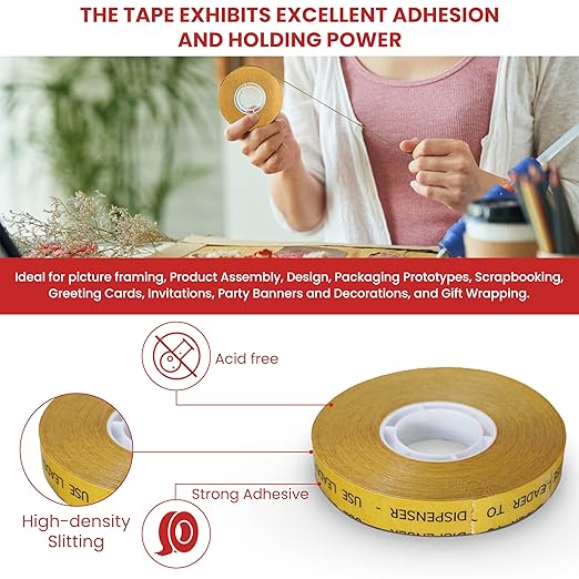 GGR Supplies T.R.U. ATG-7502 ATG Tape (Acid Free Adhesive Transfer Tape): 1/2 in. Wide x 36 yds. (Pack of 24)