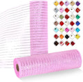 2 Rolls Mesh Ribbon for Wreaths 10 Inch x 30 Foot Wreath Mesh Rolls with Metallic Foil for Easter Christmas Party Wedding Home Decor DIY Craft Projects and Gift Wrapping (Pink)