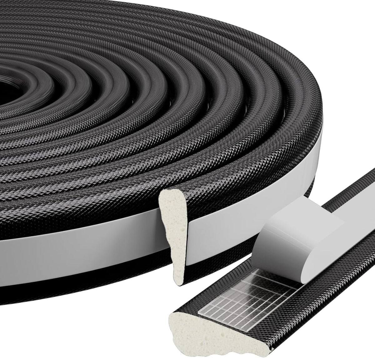 9.8 Ft Weather Stripping Seal Strip for Doors/Windows,Soundproofing Window Insulation Draft Stopper for Winter, Selfadhesive Foam Weather Strip for Door Frame,Door Gap Filler Noise Blocker(Black)