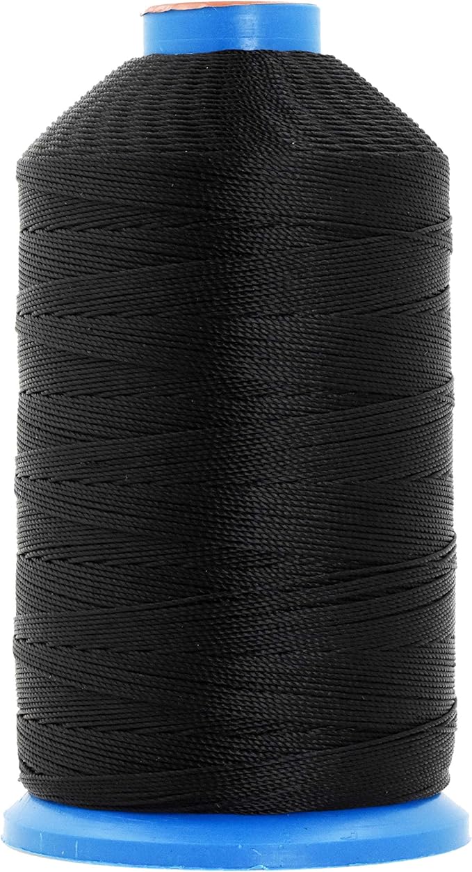 Mandala Crafts Bonded Nylon Thread Black Heavy Duty Sewing Threads - 1100 YDs Size 92 280D T90 Tex 90 Thread for Leather Jeans Weaving Outdoor Marine Upholstery Threads