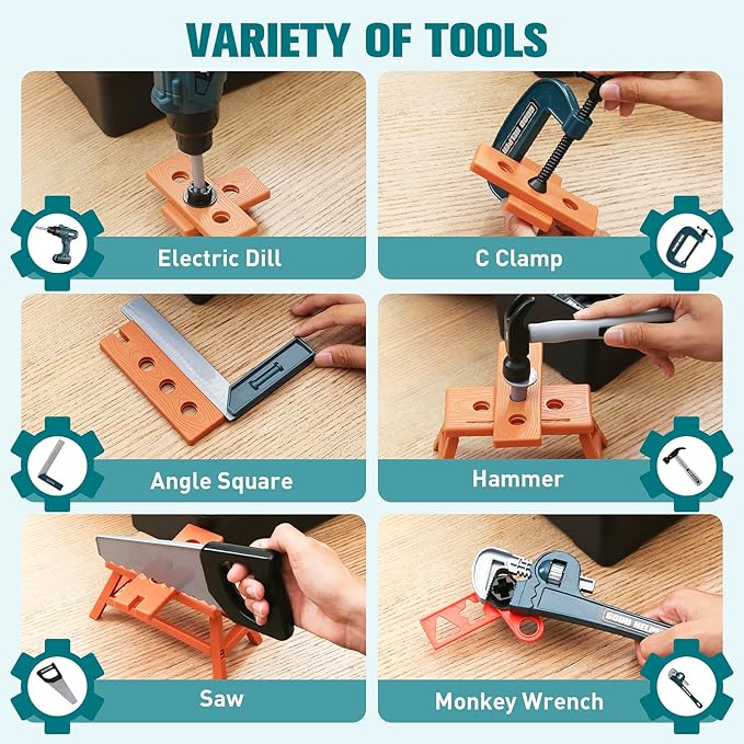 Kids Tool Box–Zealous 48 PCS Pretend Play Tools Toys for Toddler,Electric Drill Kids Tool Kit for Boys & Girls Ages 3-8 Years Old, Construction Tool Kit Playset for Boys