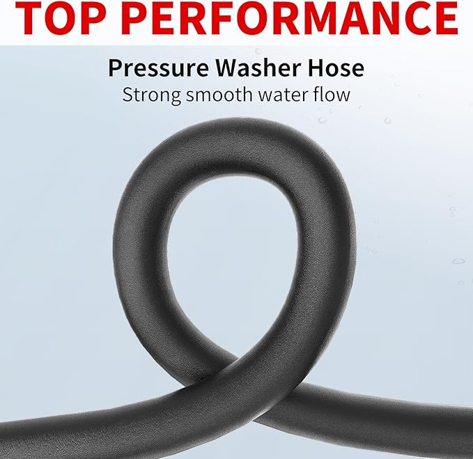 Pressure Washer Hose 200FT, 3/8" Power Washer Hose Steel Wire Braided with Swivel Quick Connect, Commercial Grade Industrial High Pressure Water Washing Hose (4800PSI, 200FT)