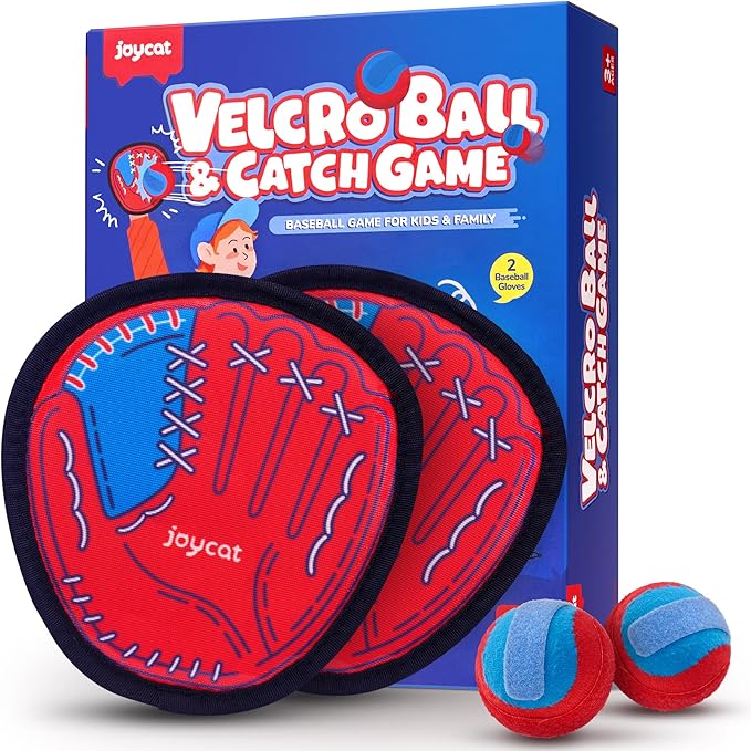 JoyCat Toss and Catch Ball Game Set,Toddler Baseball Glove,Beach Pool Yard Camping Games,Kids Outdoor Toys for Family, Birthday Gifts for 3 4 5 6 7 8 9 10+Year Old Boys Girls (2 Paddles 2 Balls)