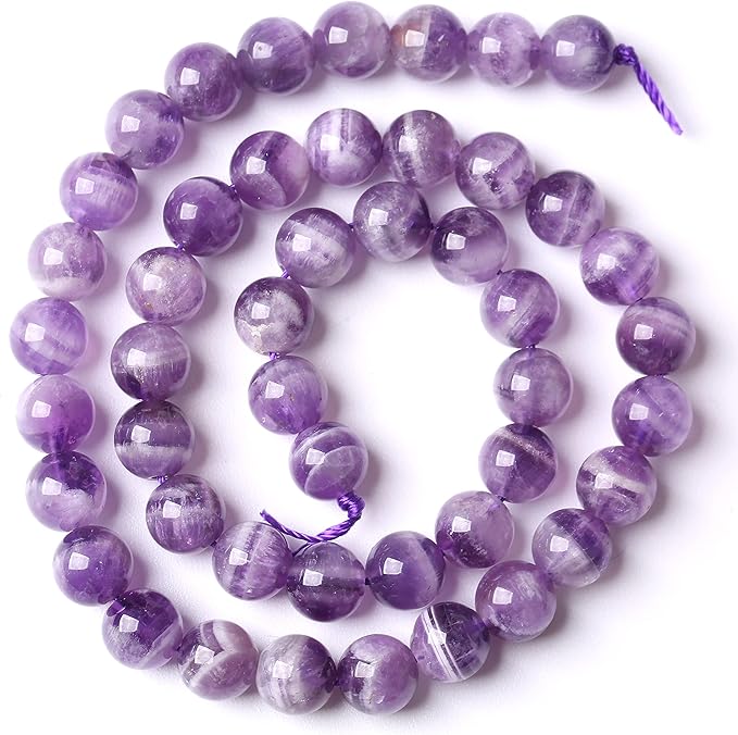 Natural Purple Dream Lace Amethysts Beads Crystal Round Loose Beads for Jewelry Making 10mm 38PCS 1 Strand 15" (Purple Dream Lace Amethysts, 10mm)