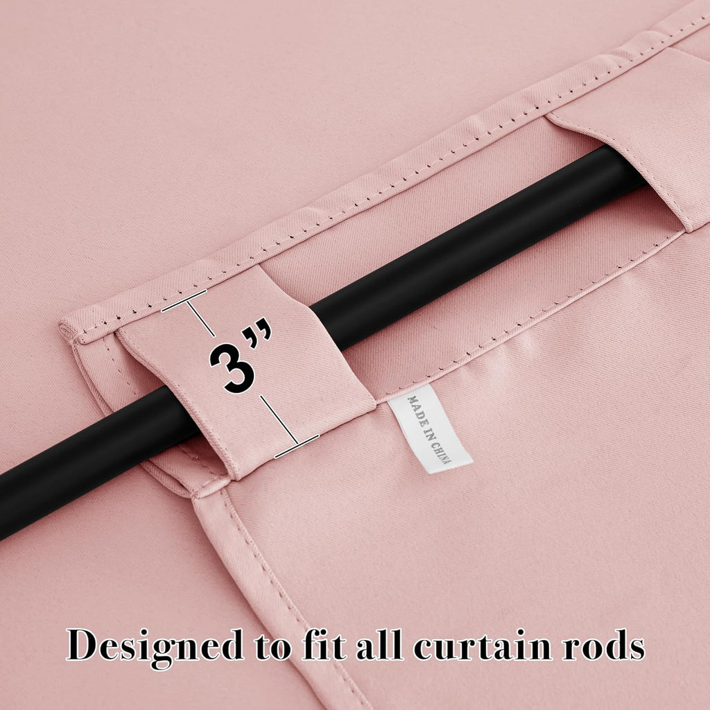 RYB HOME Blackout Curtains for Bedroom, Small Windows Shades Thermal Insulating Privacy Drapes for Living Room Classroom Kitchen Bathroom Dining, Wide 42 x Long 36 inch, Peach Blush, 2 Panels