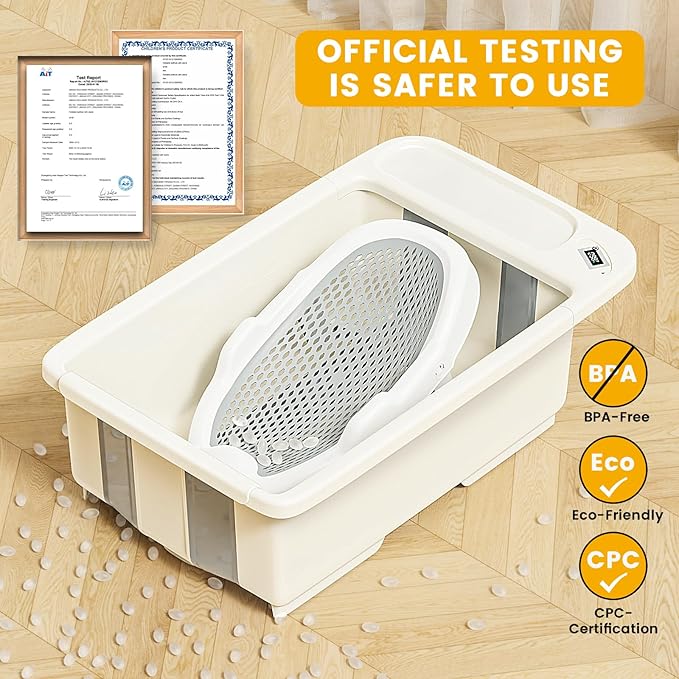 Foldable Baby Bathtub Support, Ideal for Babies Less Than 6 Months Old, Soft Support for Use on The Counter, Sink or Bathtub