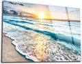 SpiritualHands Sea beach ocean white sand Tempered Glass Wall Art Painting for Living Room, Tempered Glass Modern Prints Decor, Large Vivid Color Panel for Bedroom, Kitchen, or Office