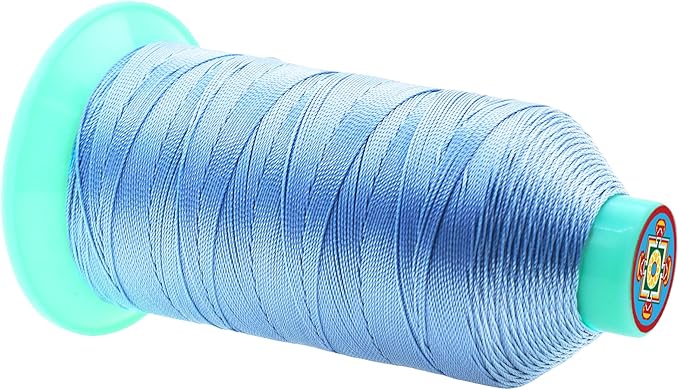 Mandala Crafts Bonded Nylon Thread Light Blue Heavy Duty Sewing Threads - 415 YDs Size 346 210D T350 Tex 350 Thread for Leather Jeans Weaving Outdoor Marine Upholstery Threads