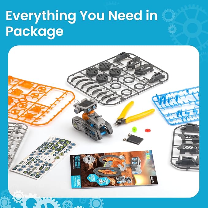 AOHU Solar Robot Building Kit STEM Gift for Boys Aged 8-13, DIY 15-in-1 Educational Science Building Toy, Solar or Battery Powered Robotic Set for Children Birthday with 212 Pieces