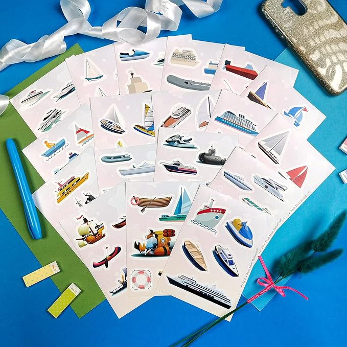100 Pcs Boat Stickers, Sailboat Stickers - Sailboat Party Favors, Boat Gift, Gifts for Women & Men