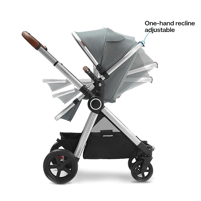 Mompush Ultimate 2 Baby Stroller for Infant and Toddler with Newborn Mode and Reversible Seat, All-Terrain Stroller with All-Wheel Suspension, Includes Car Seat Adapter and Large Storage Basket